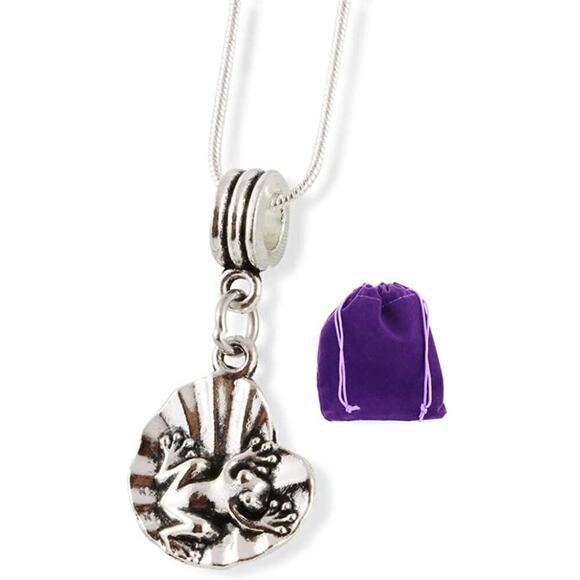 Frog on Lily Pad Reptile Toad Amphibian Necklace - Picture 1 of 4
